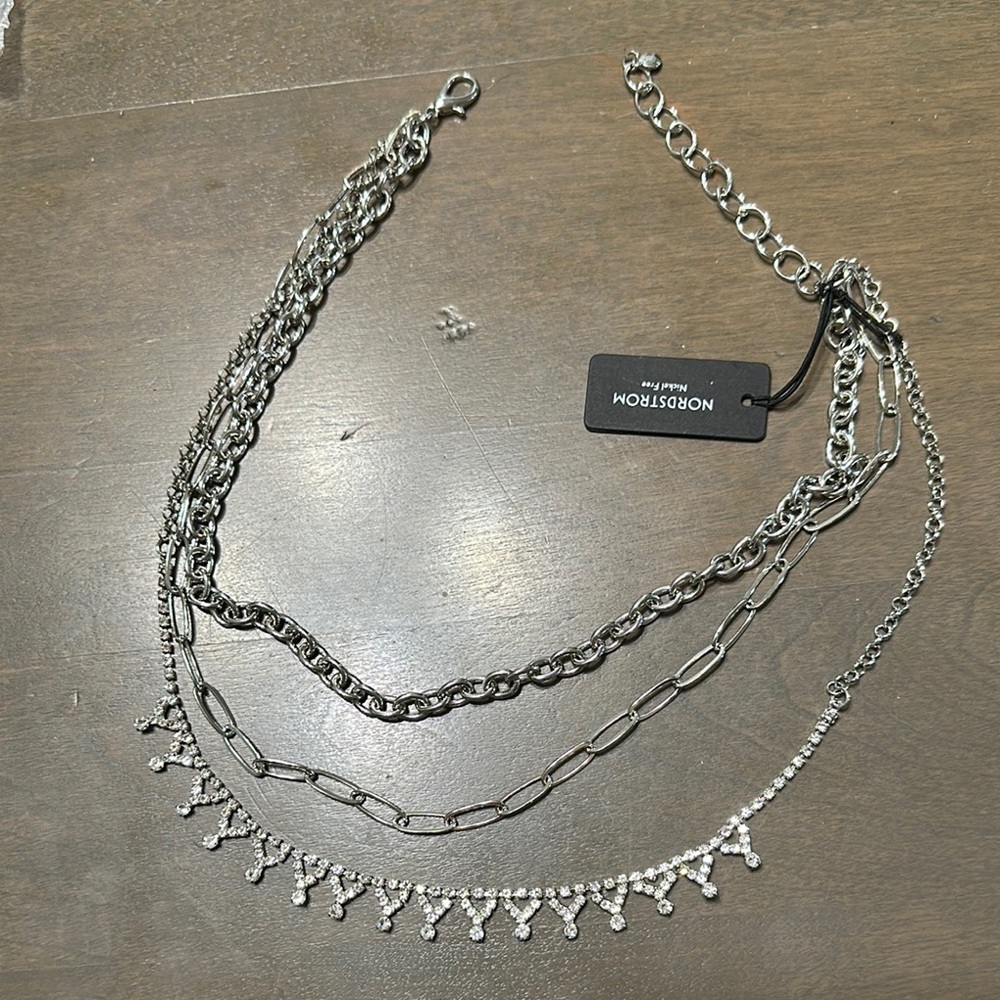 Nordstrom Silver Layered Necklace with Adjustable Clasp